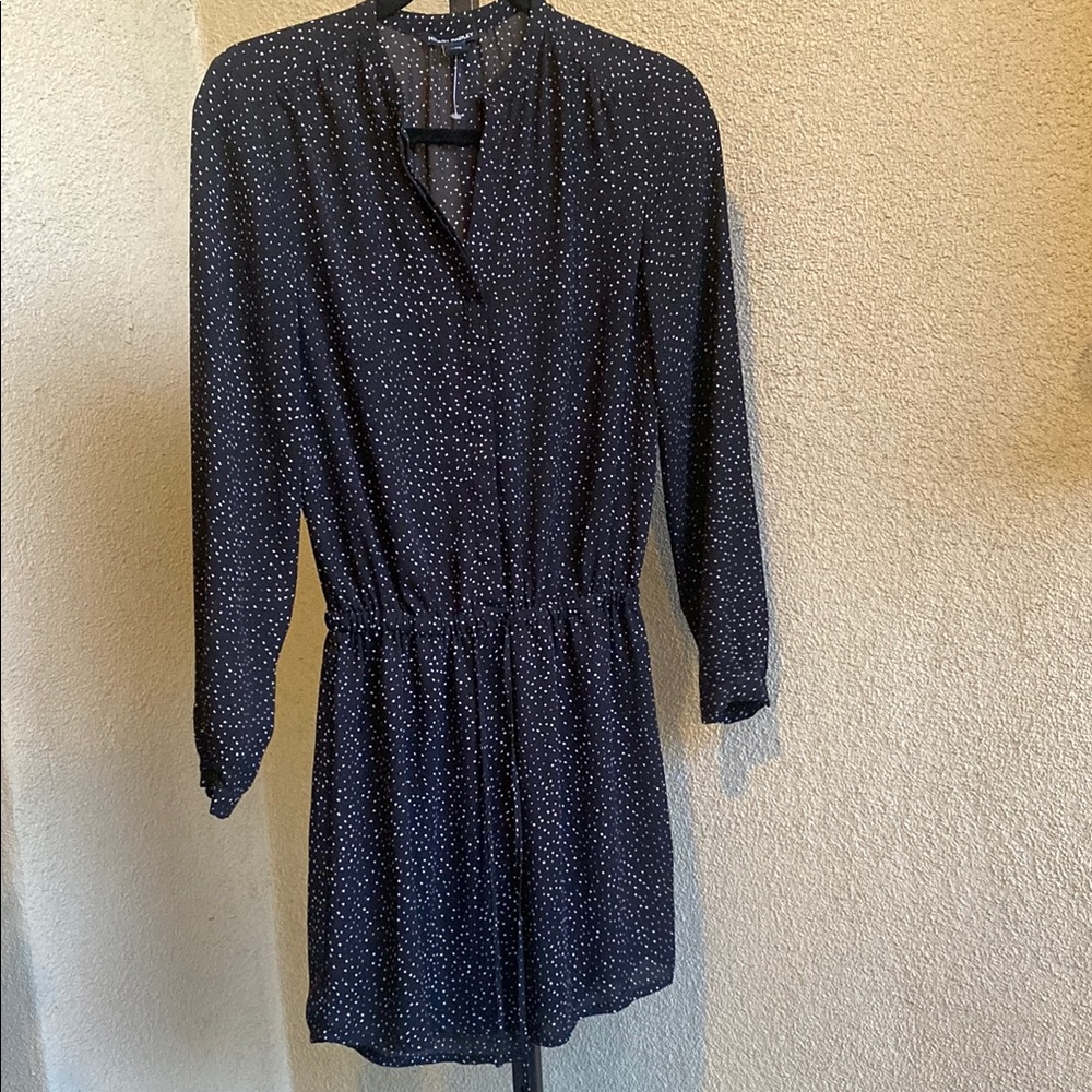 Black Long Sleeve Mandarin Collar Dress